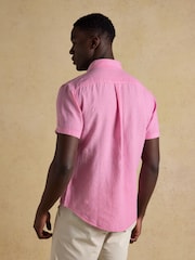 Joules Pink Pure Linen Short Sleeve Classic Fit Shirt - Image 3 of 7