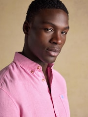 Joules Pink Pure Linen Short Sleeve Classic Fit Shirt - Image 5 of 7