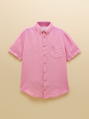 Joules Pink Pure Linen Short Sleeve Classic Fit Shirt - Image 7 of 7