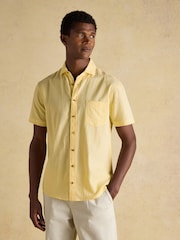 Joules Linen Blend Yellow Short Sleeve Shirt - Image 1 of 10
