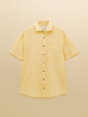 Joules Linen Blend Yellow Short Sleeve Shirt - Image 10 of 10