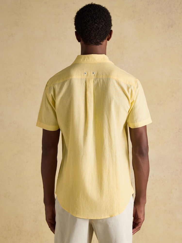 Joules Linen Blend Yellow Short Sleeve Shirt - Image 2 of 10