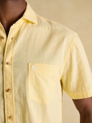 Joules Linen Blend Yellow Short Sleeve Shirt - Image 5 of 10