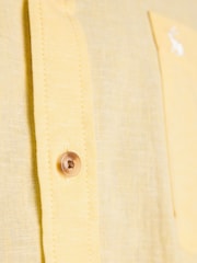 Joules Linen Blend Yellow Short Sleeve Shirt - Image 6 of 10