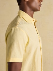 Joules Linen Blend Yellow Short Sleeve Shirt - Image 8 of 10