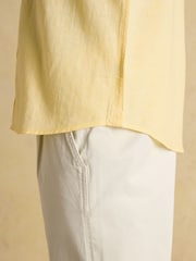 Joules Linen Blend Yellow Short Sleeve Shirt - Image 9 of 10