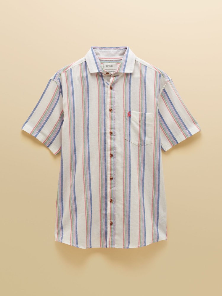Joules Multi Linen Blend Short Sleeve Shirt - Image 10 of 10