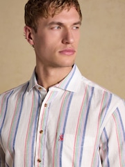 Joules Multi Linen Blend Short Sleeve Shirt - Image 8 of 10