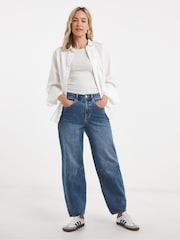 JD Williams Blue Authentic Barrel Leg Jeans - Image 1 of 4