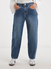 JD Williams Blue Authentic Barrel Leg Jeans - Image 4 of 4