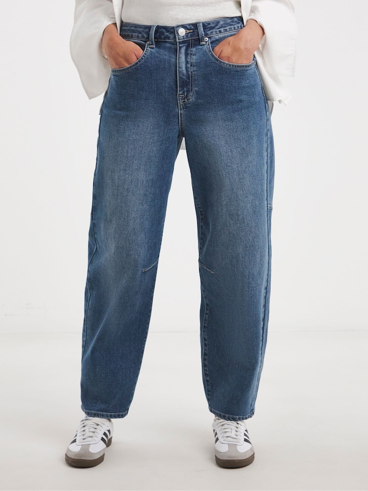 JD Williams Blue Authentic Barrel Leg Jeans - Image 4 of 4