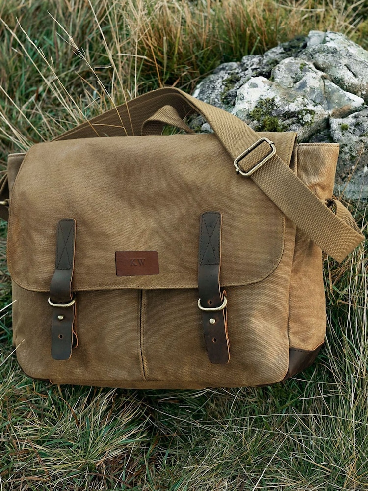 Koko Blossom Personalised Waxed Canvas Messenger Bag - Image 1 of 2