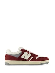 New Balance White/Burgundy 480 Trainers - Image 1 of 8