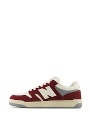 New Balance White/Burgundy 480 Trainers - Image 2 of 8
