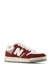 New Balance White/Burgundy 480 Trainers - Image 3 of 8