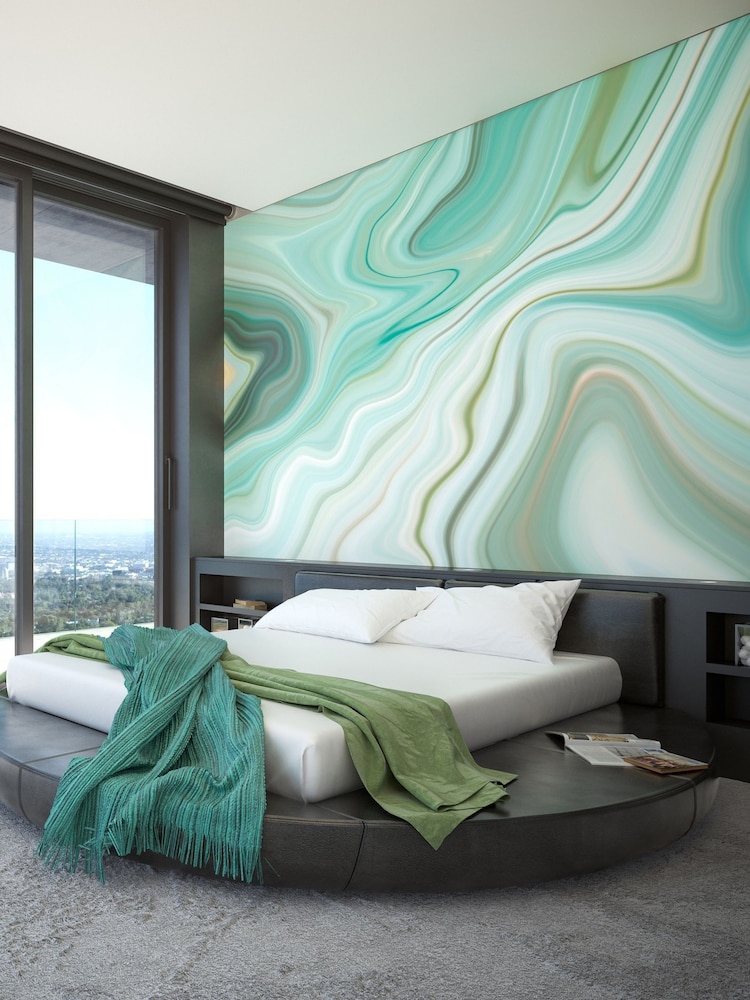 Origin Murals Emerald Marbled Ink 3.5M x 2.8M Wall Mural - Image 1 of 3