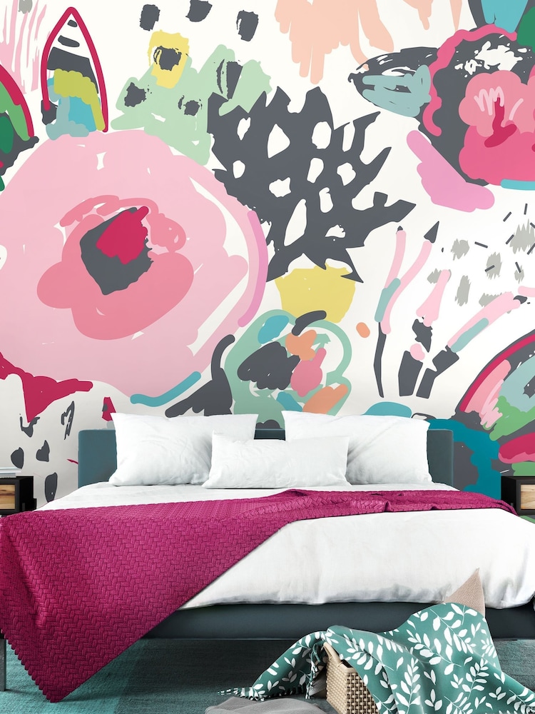 Origin Murals Pink Abstract Floral 3.5M x 2.8M Wall Mural - Image 1 of 3