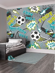 Origin Murals Grey Graphic Pixel Football 3.5M x 2.8M Wall Mural - Image 1 of 2