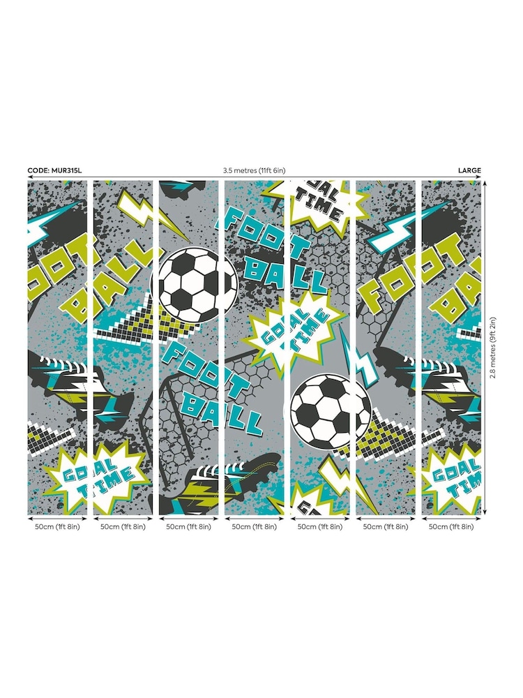 Origin Murals Grey Graphic Pixel Football 3.5M x 2.8M Wall Mural - Image 2 of 2