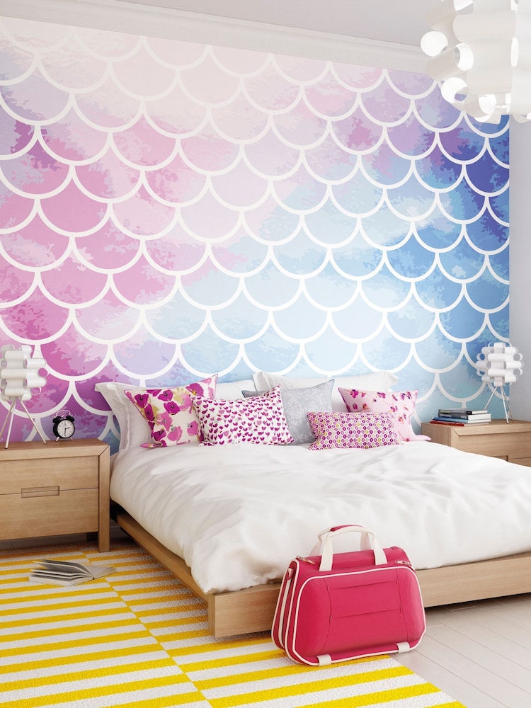 Origin Murals Pastel Watercolour Mermaid Scales 3.5M x 2.8M Wall Mural - Image 1 of 3