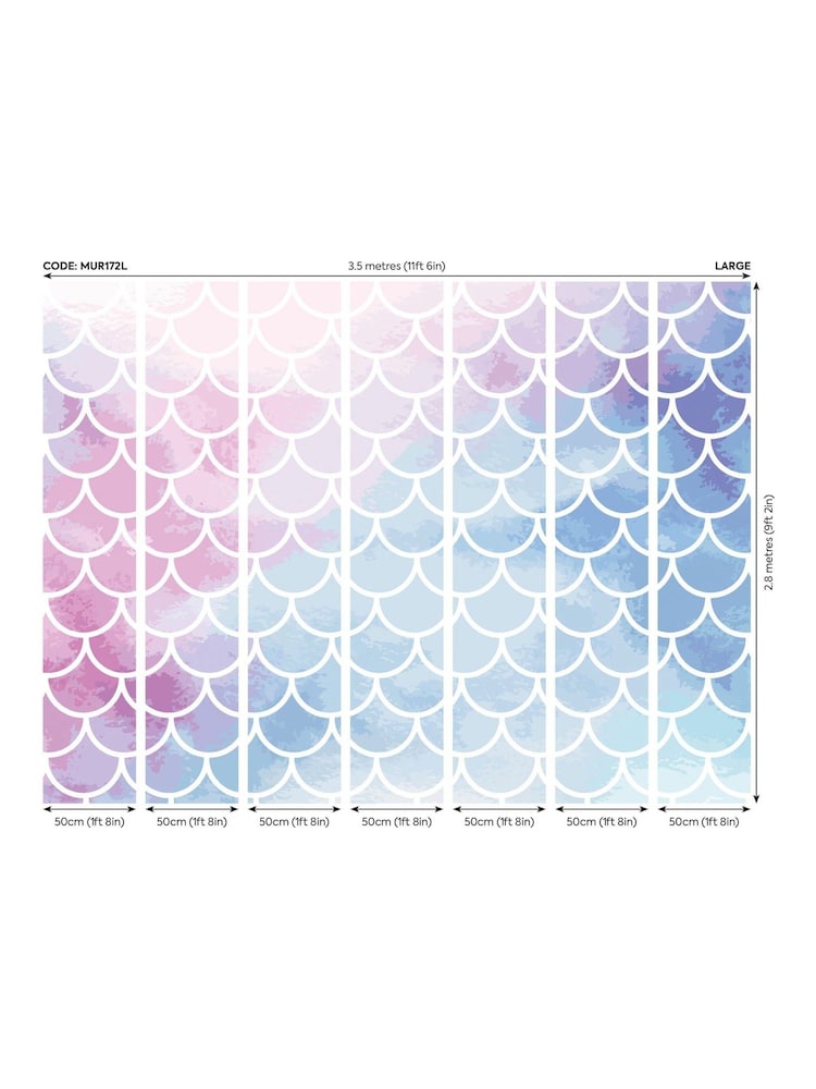 Origin Murals Pastel Watercolour Mermaid Scales 3.5M x 2.8M Wall Mural - Image 3 of 3