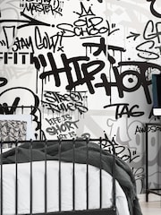 Origin Murals Black White Mono Graffiti 3.5M x 2.8M Wall Mural - Image 1 of 2
