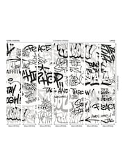 Origin Murals Black White Mono Graffiti 3.5M x 2.8M Wall Mural - Image 2 of 2