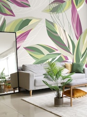 Origin Murals Grey Botanical Calathea Leaves 3.5M x 2.8M Wall Mural - Image 1 of 2