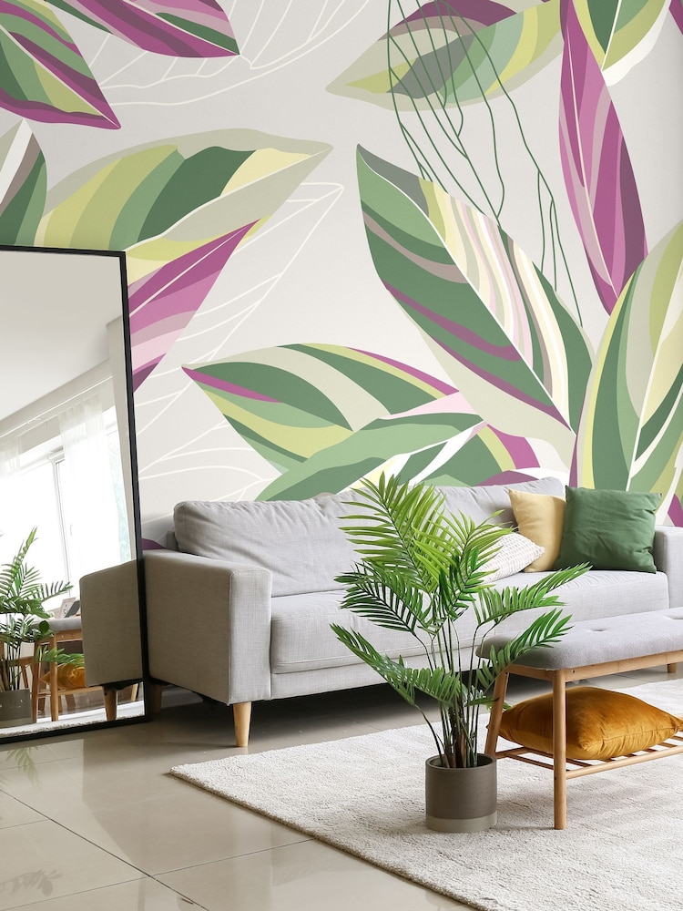 Origin Murals Grey Botanical Calathea Leaves 3.5M x 2.8M Wall Mural - Image 1 of 2 Origin Murals Grey Botanical Calathea Leaves 3.5M x 2.8M Wall Mural - Image 1 of 2