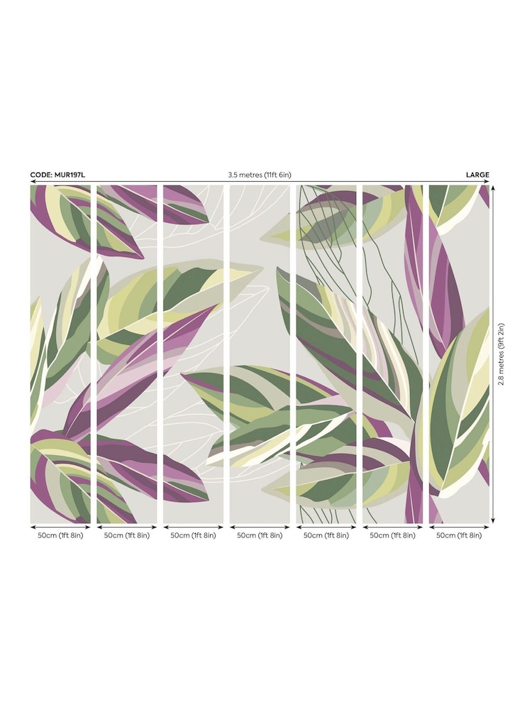 Origin Murals Grey Botanical Calathea Leaves 3.5M x 2.8M Wall Mural - Image 2 of 2 Origin Murals Grey Botanical Calathea Leaves 3.5M x 2.8M Wall Mural - Image 2 of 2