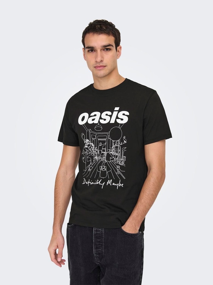 Only & Sons Black Relaxed Fit Oasis T-Shirt - Image 1 of 6