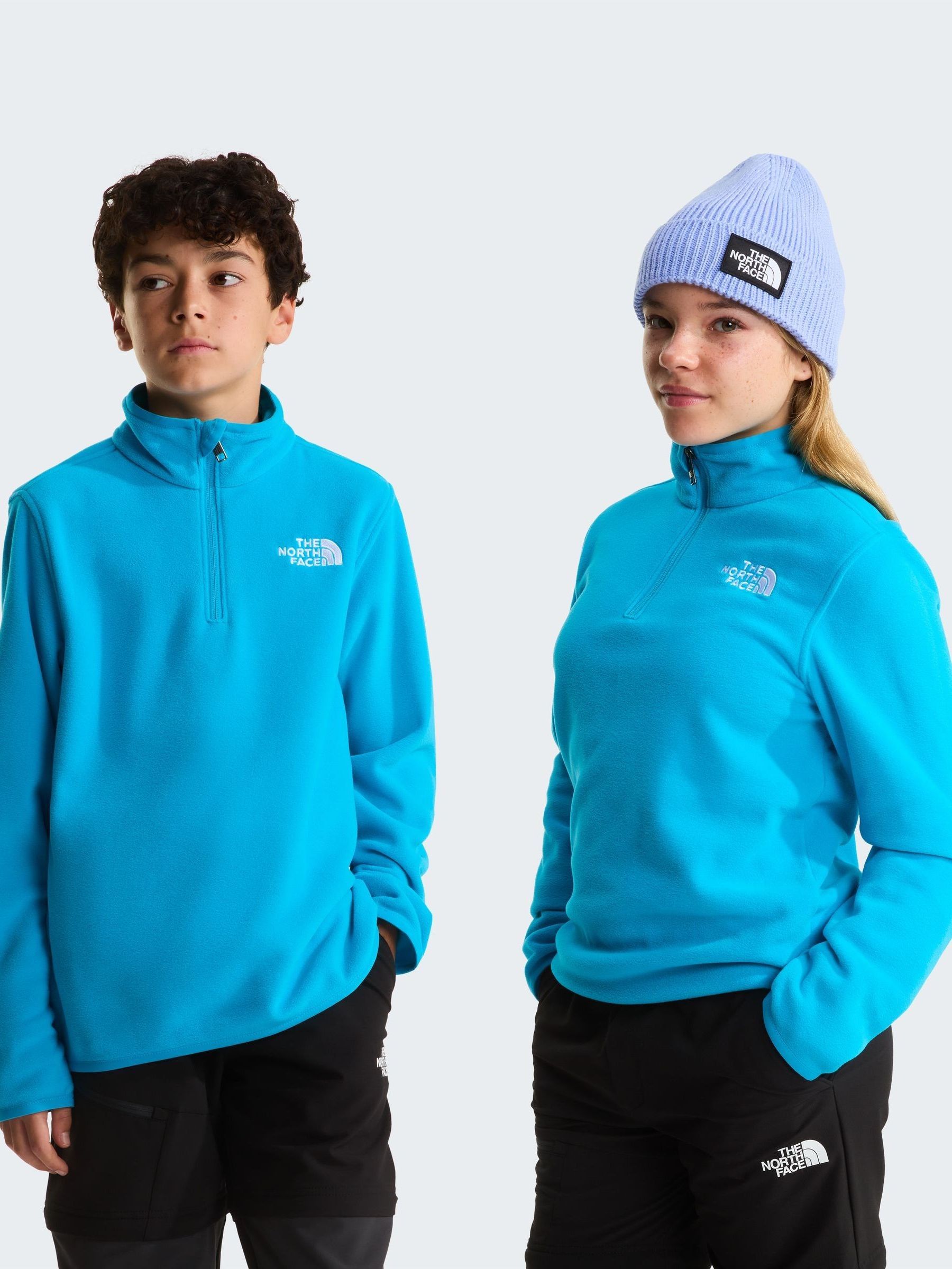 Buy The North Face Light Blue Teen Glacier 1/4 Zip Fleece from