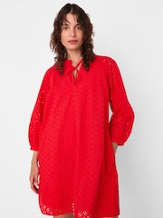 Whistles Red Broderie Cotton Mini Dress - Image 1 of 5