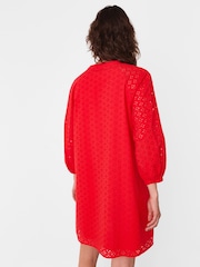 Whistles Red Broderie Cotton Mini Dress - Image 2 of 5