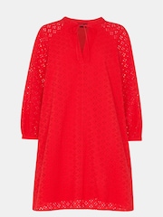 Whistles Red Broderie Cotton Mini Dress - Image 5 of 5