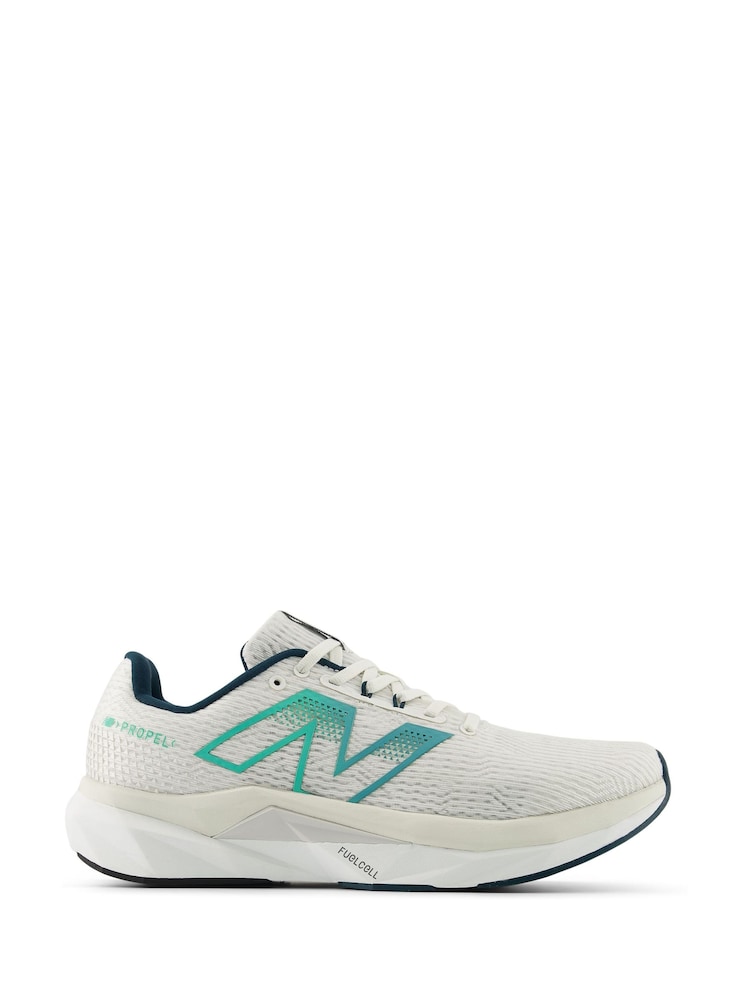New Balance White/Green Propel v5 Running Trainers - Image 1 of 9
