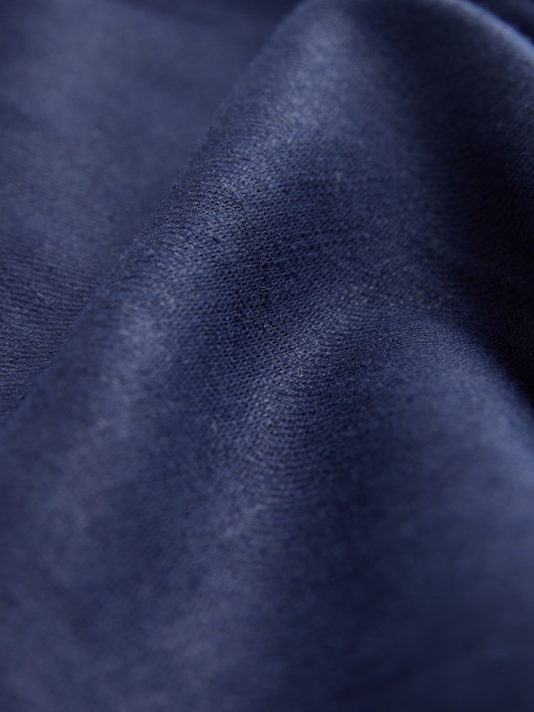 Navy Linen Rich Tie Waist Wide Leg Trousers - Image 8 of 8