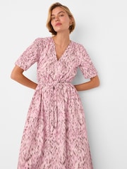 Whistles Pink Leopard Print Cotton Midi Dress - Image 3 of 5