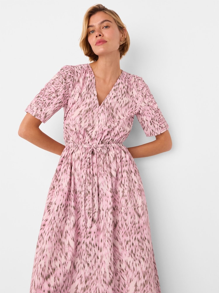 whistles pink dress Whistles Two Tone Tile Silk Dress Pink/Multi Size 2