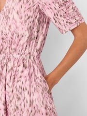 Whistles Pink Leopard Print Cotton Midi Dress - Image 4 of 5