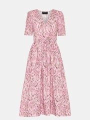 Whistles Pink Leopard Print Cotton Midi Dress - Image 5 of 5