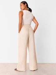 Whistles Nude Petite Linen Stripe Trousers - Image 2 of 5
