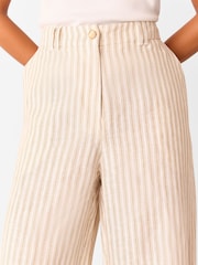 Whistles Nude Petite Linen Stripe Trousers - Image 5 of 5