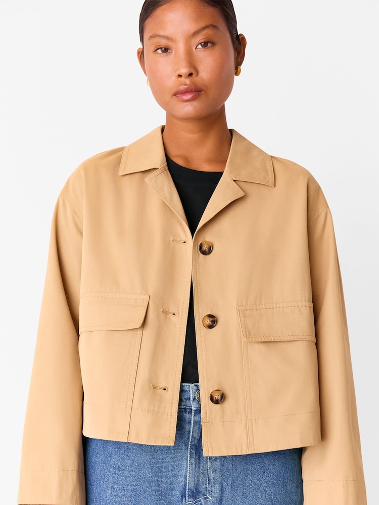 Whistles Petite Short Cotton Trench Jacket - Imagem 1 de 5