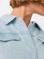 Whistles Blue Short Sleeve Utility Jumpsuit - Image 4 of 5