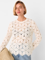 Whistles Crochet Long Sleeve Knit Jumper - Imagem 1 de 5