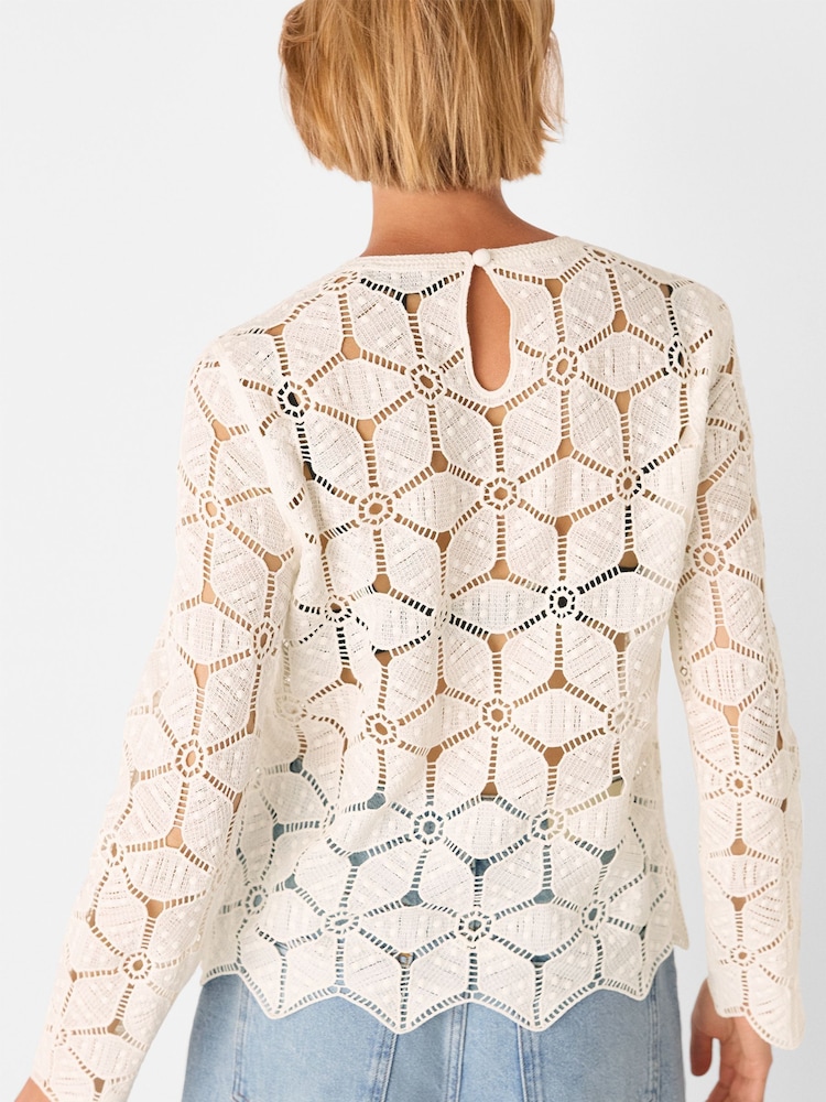 Whistles Crochet Long Sleeve Knit Jumper - Imagem 2 de 5