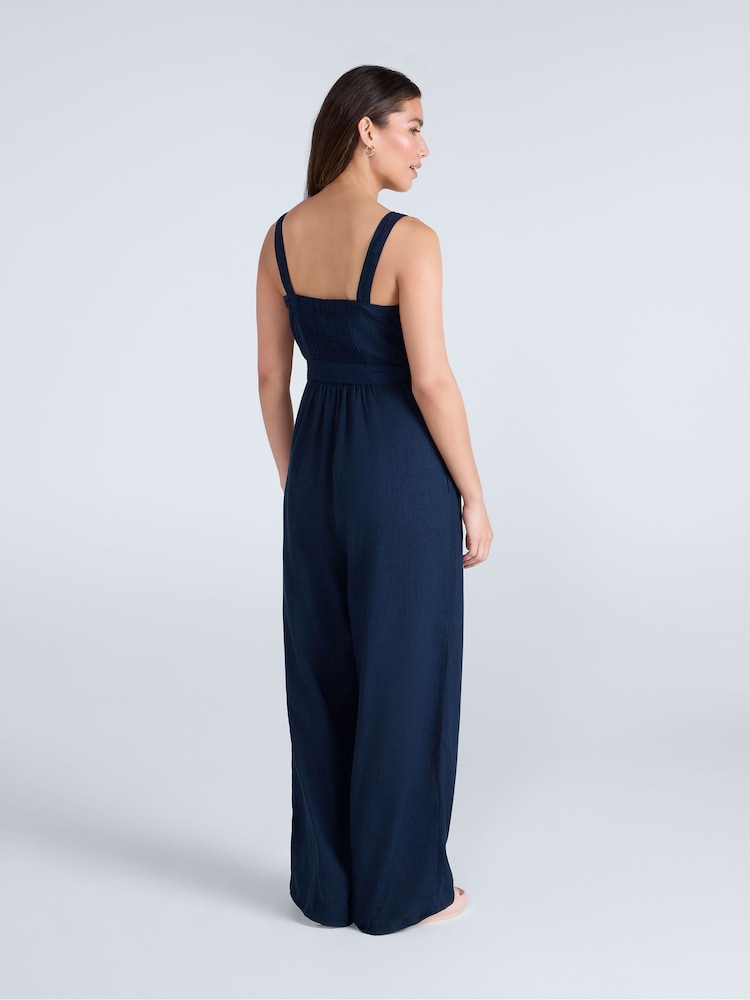 Animal Blue Womens Becca Linen Jumpsuit - Image 2 of 4