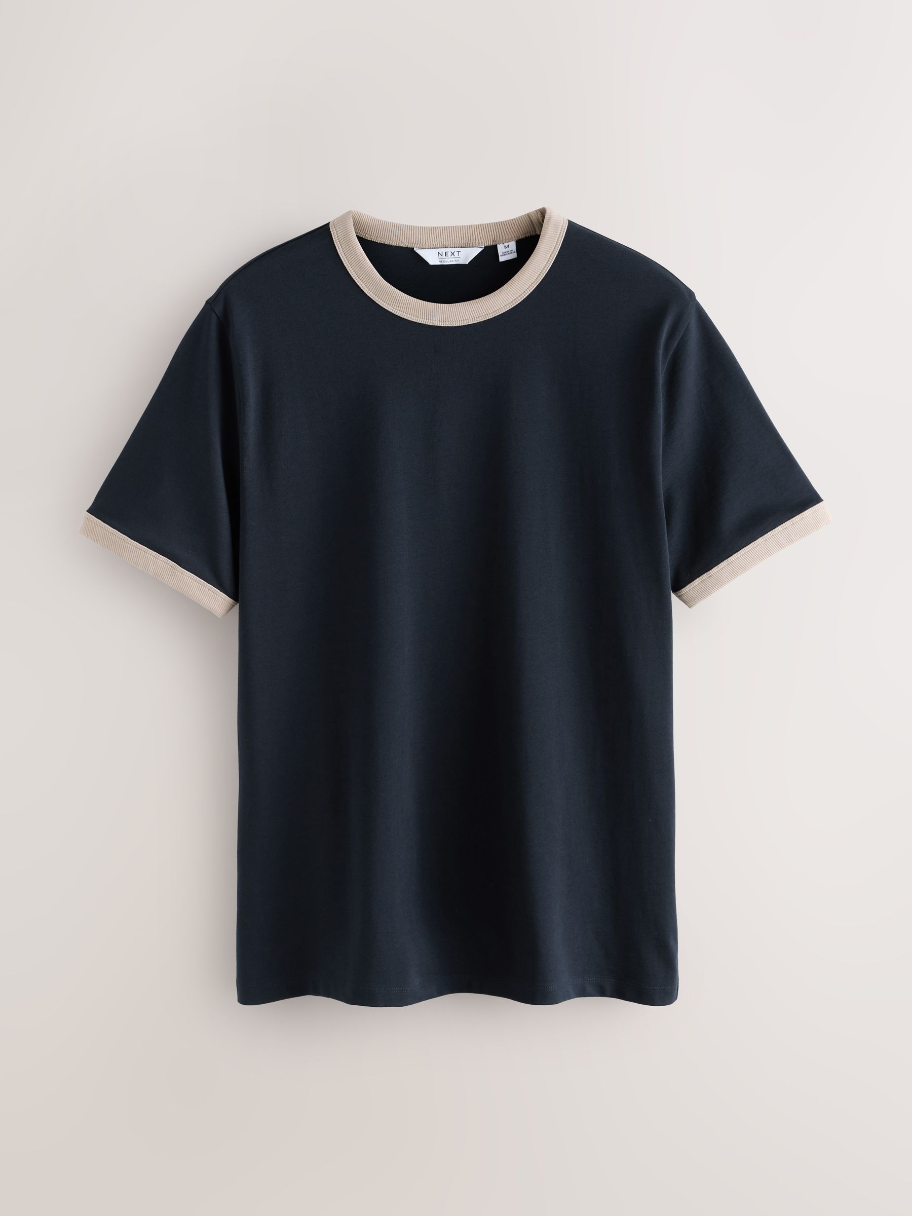 Buy Navy/White/Neutral Stone 3 Pack Slim Fit Ringer T-Shirt from