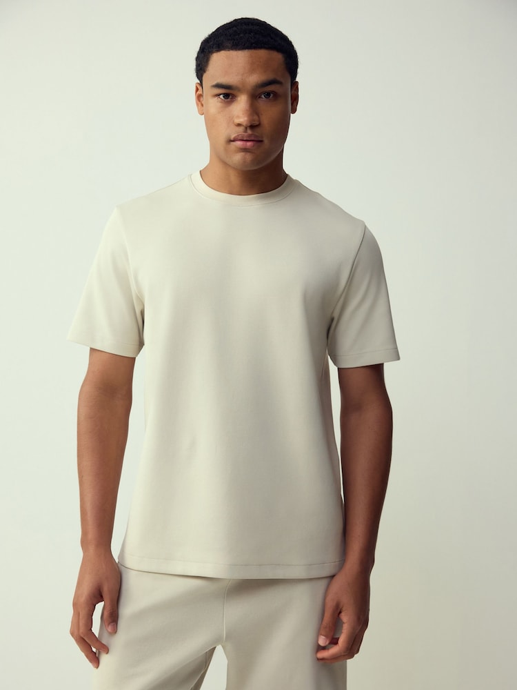 Stone Neutral Regular Fit Smart Soft Touch Heavyweight T-Shirt - Image 1 of 4 Stone Neutral Regular Fit Smart Soft Touch Heavyweight T-Shirt - Image 1 of 4